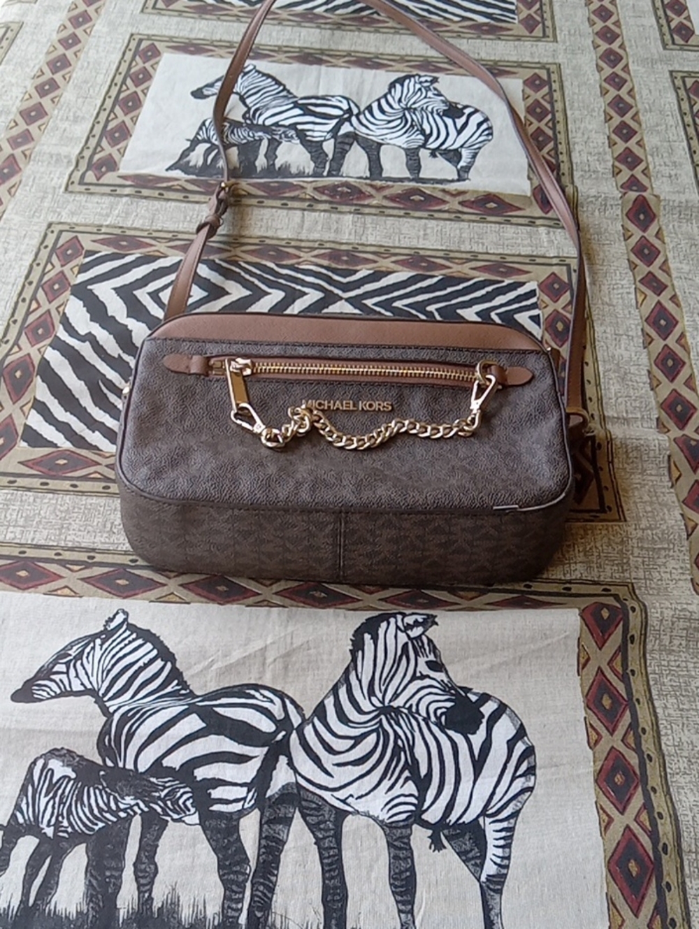 Michael Kors Brown & Tan Signature Crossbody Bag